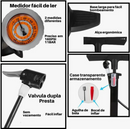 Bomba de Encher Pneu para Bicicleta com Manômetro – 160 psi, Bico Duplo e Adaptadores