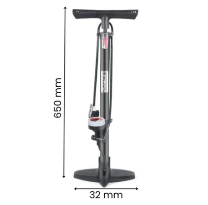 Bomba de Encher Pneu para Bicicleta com Manômetro – 160 psi, Bico Duplo e Adaptadores