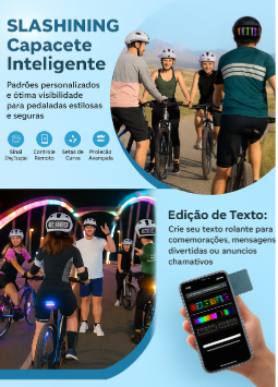 Capacete de Bicicleta Inteligente com Seta e Display Personalizavel
