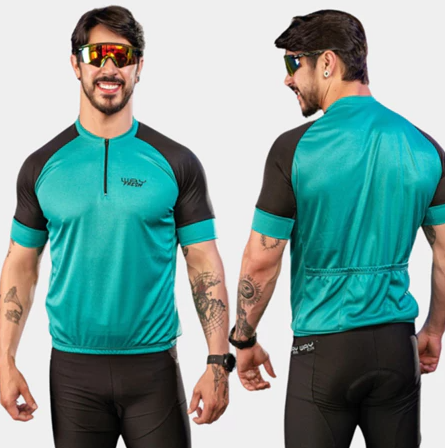 Conjunto Ciclismo Masculino Roupa Ciclismo Masculino, Roupa Ciclismo Way Fresh – Camisa UV + Bermuda com Forro em Espuma