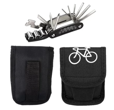Kit Ferramentas Bike com Bolsa de Selim, Chave Allen e Remendo de Pneu