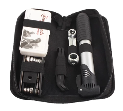 Kit Ferramentas Bike Completo com Estojo, Bomba de Ar e Reparo de Pneu