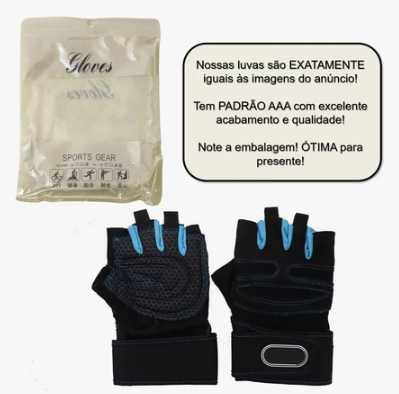 Luva Unissex para Ciclista com Reforço Anti-impacto e Munhequeira Ajustável