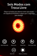 Luz de Freio Bicicleta à Prova d'Água USB Recarregável LED