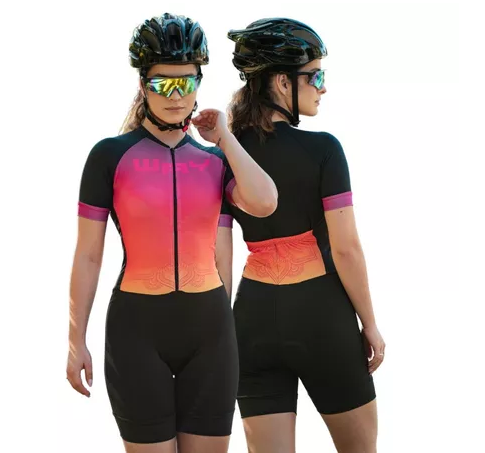 Macaquinho Ciclismo Feminino Forro Espuma Confortável com Bolsos e Proteção UV – Zero Transparência