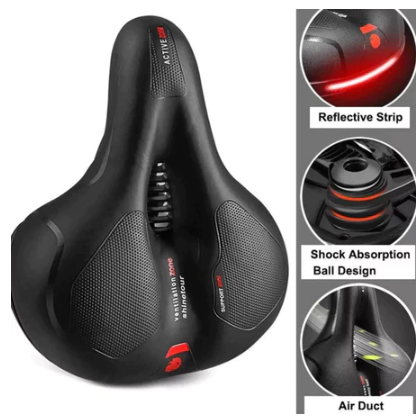 Assento De Bicicleta Banco Selim Super Confortável Selim Largo Bicicleta C/sinalizador adesivo Refletivo
