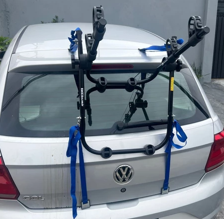 Suporte para bike Transbike 2 bicicletas POP Preto tira Azul Novo